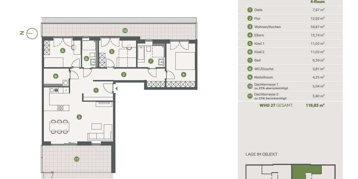 Etagenwohnung Essen Stadtbezirk II - 4 Zimmer, 117 m&sup2;, 659.000&euro; | Angebot:27345929