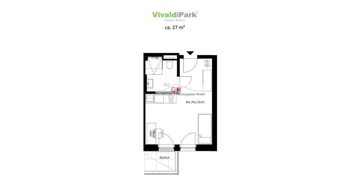 Etagenwohnung Bochum Laer - 2 Zimmer, 62 m&sup2;, 1.090&euro; | Angebot:23597814