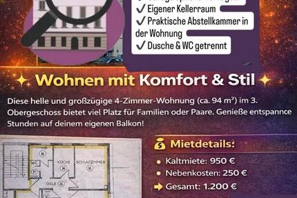 Wohnung Wuppertal Arrenberg - 4 Zimmer, 94 m&sup2;, 950&euro; | Angebot:26124598