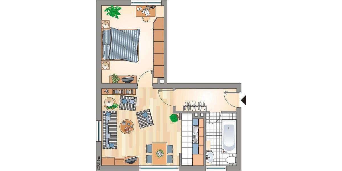 Erdgeschoßwohnung Recklinghausen Grullbad - 2.5 Zimmer, 51 m&sup2;, 211&euro; | Angebot:26385394