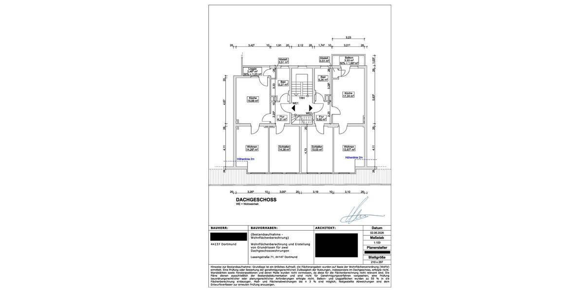 Dachgeschoßwohnung Dortmund Innenstadt Nord - 2.5 Zimmer, 56 m&sup2;, 89.000&euro; | Angebot:26824657