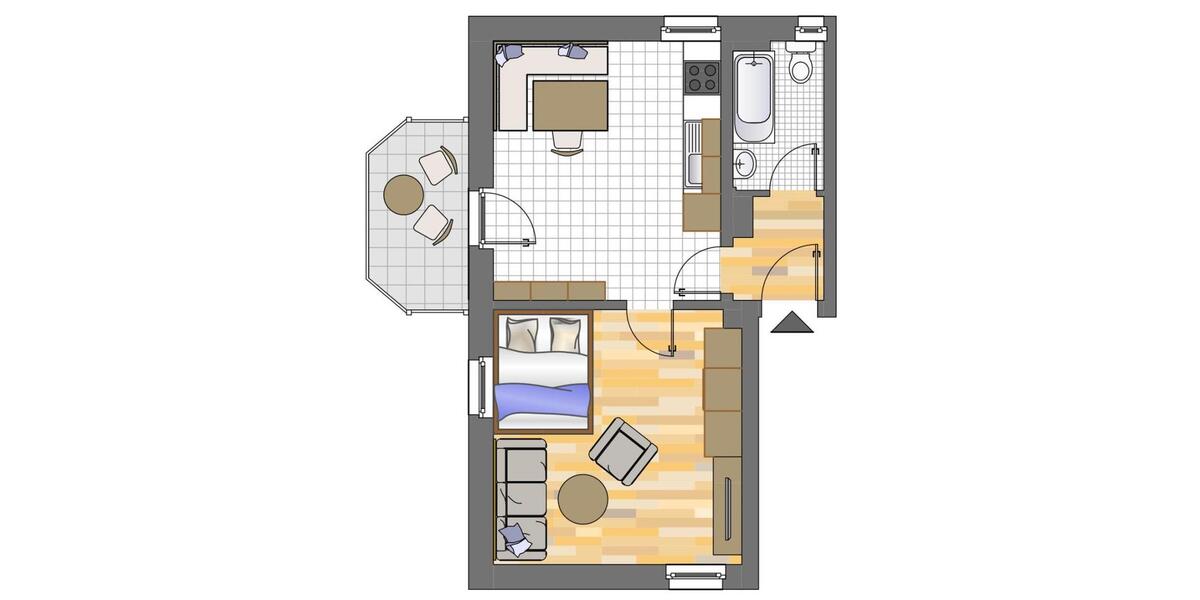 Etagenwohnung Dortmund Gartenstadt - 1 Zimmer, 39 m&sup2;, 399&euro; | Angebot:26356324