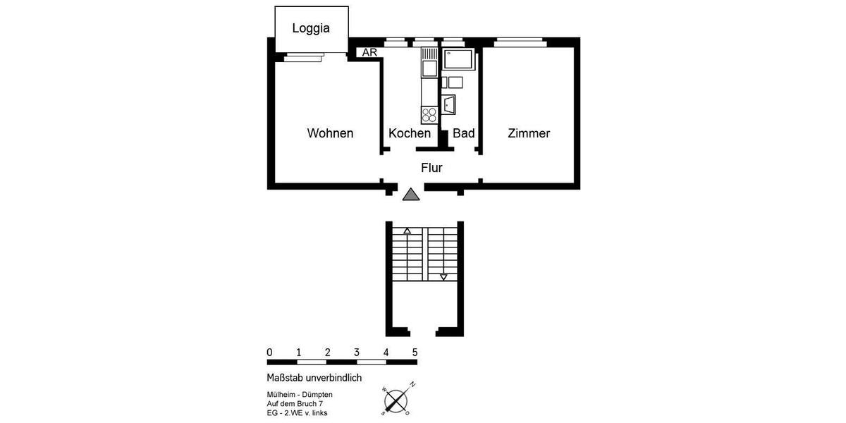 Erdgeschoßwohnung Mülheim an der Ruhr Dümpten - 2 Zimmer, 44 m&sup2;, 455&euro; | Angebot:26375755