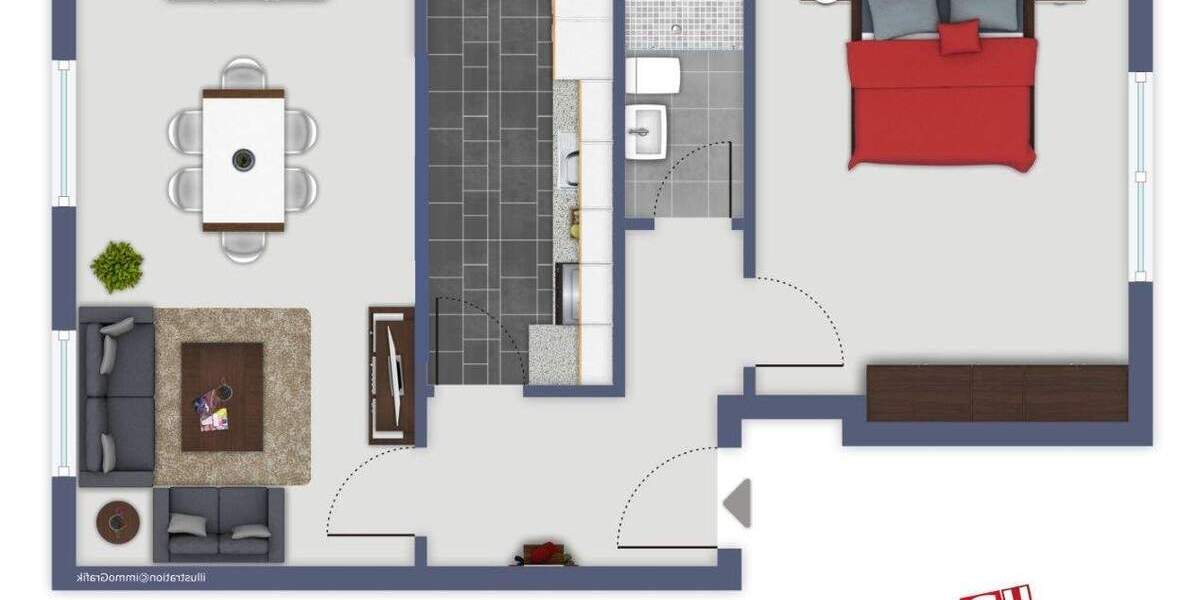 Etagenwohnung Hagen Eilpe - 2 Zimmer, 47 m&sup2;, 330&euro; | Angebot:25774658