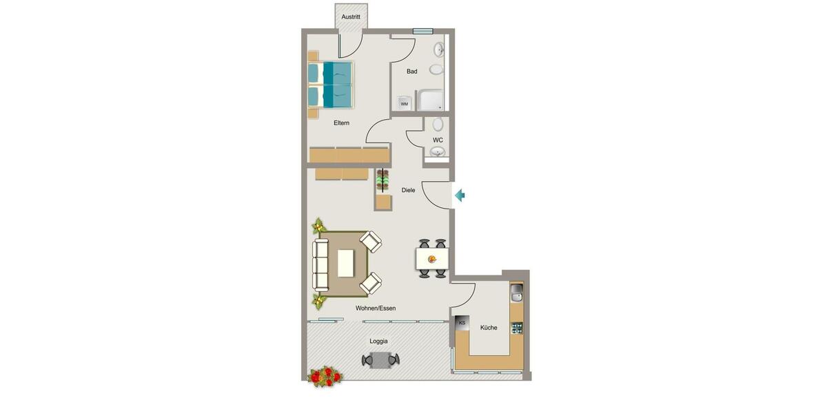 Etagenwohnung Essen Stadtkern - 2.5 Zimmer, 65 m&sup2;, 808&euro; | Angebot:26079941