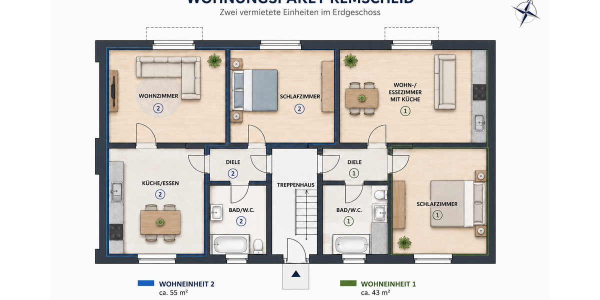 Etagenwohnung Remscheid Remscheid-Süd - 4 Zimmer, 98 m&sup2;, 198.000&euro; | Angebot:27316964