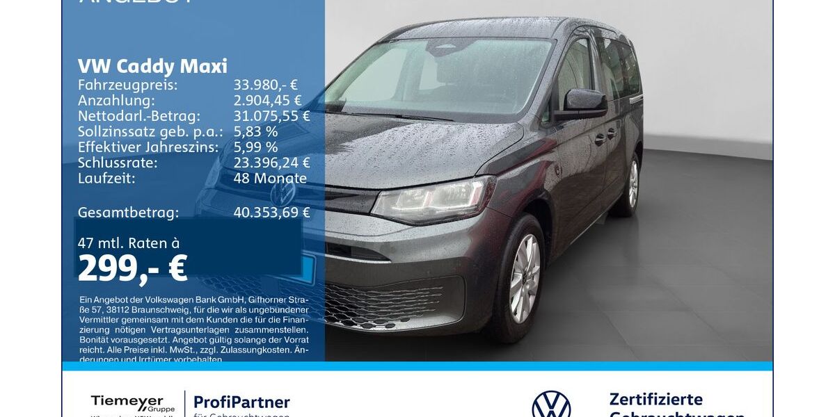 VW Caddy Maxi 1.696 km 33.420 &euro; Recklinghausen 45663