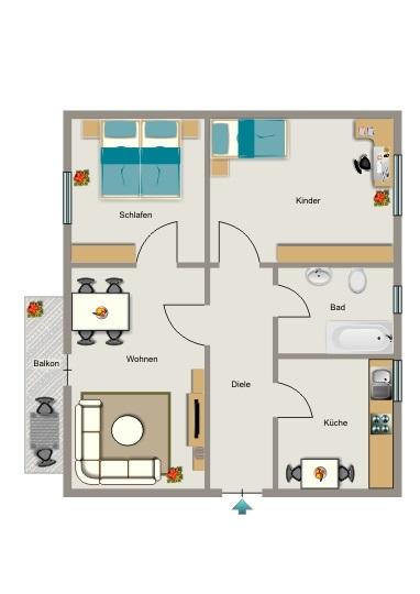 Erdgeschoßwohnung Dortmund Aplerbeck - 3.5 Zimmer, 69 m&sup2;, 754&euro; | Angebot:26329884