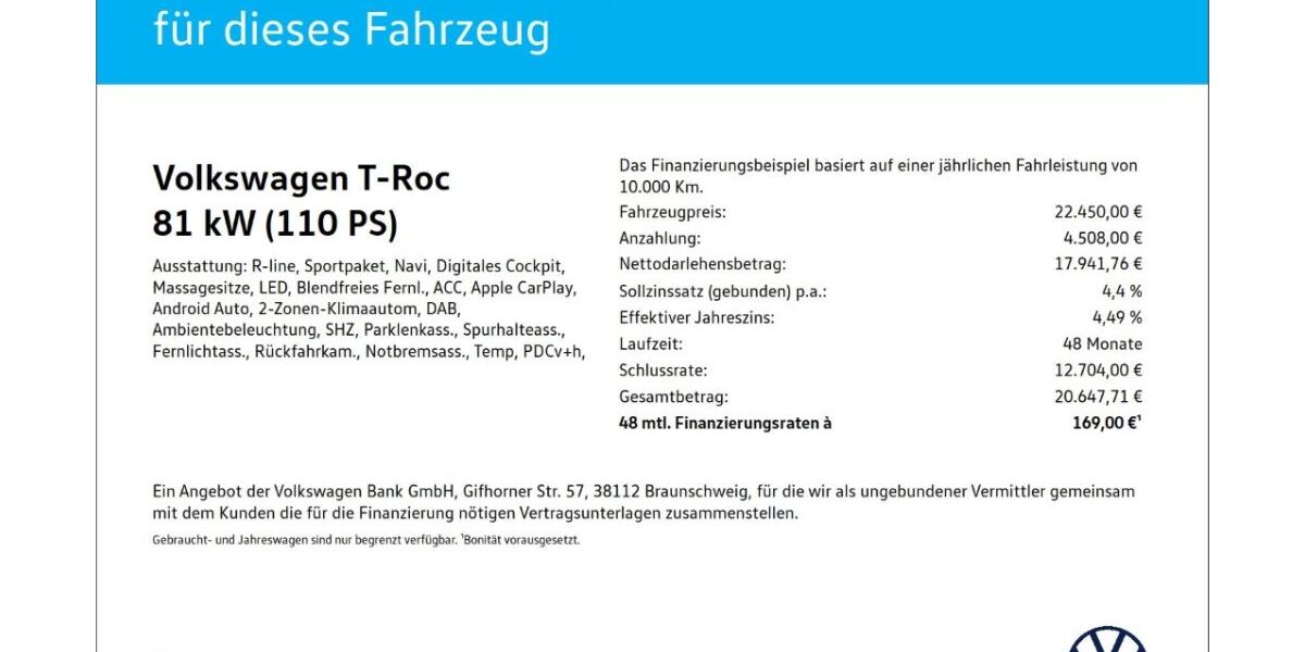 VW T-Roc 46.266 km 21.890 &euro; Wuppertal 42109