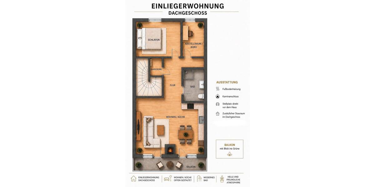 Dachgeschoßwohnung Wuppertal Gemarkung Langerfeld - 2.5 Zimmer, 48 m&sup2;, 500&euro; | Angebot:26396524