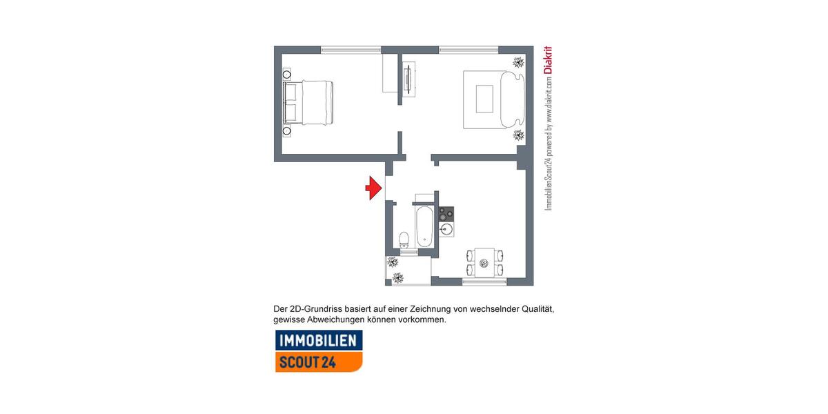 Erdgeschoßwohnung Duisburg Duisburg-Mitte - 2 Zimmer, 60 m&sup2;, 499&euro; | Angebot:26132202