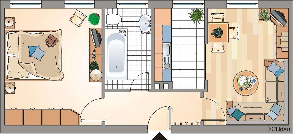 Etagenwohnung Recklinghausen Grullbad - 2 Zimmer, 45 m&sup2;, 195&euro; | Angebot:26393001