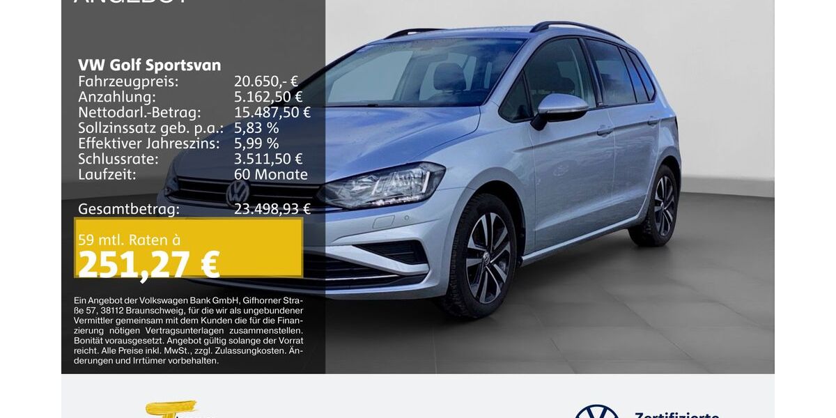 VW Golf Sportsvan 44.235 km 19.980 &euro; Herne 44653