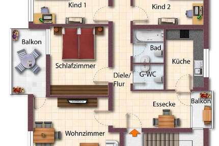 Wohnung Bochum Bochum-Nord - 4 Zimmer, 89 m&sup2;, 240.000&euro; | Angebot:26788562