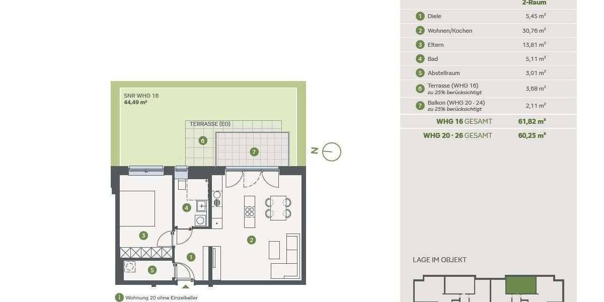 Etagenwohnung Essen Stadtbezirk II - 2 Zimmer, 60 m&sup2;, 314.000&euro; | Angebot:27345937