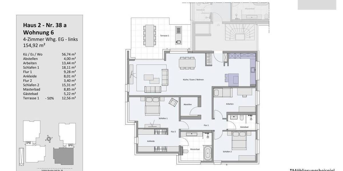 Etagenwohnung Essen / Bredeney Bredeney - 4 Zimmer, 154 m&sup2;, 2.944&euro; | Angebot:25926823