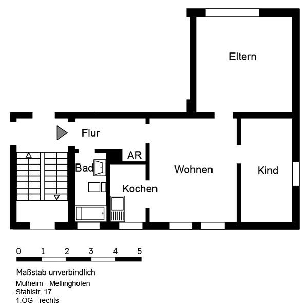 Etagenwohnung Mülheim an der Ruhr Mellinghofen - 2 Zimmer, 51 m&sup2;, 493&euro; | Angebot:26358550