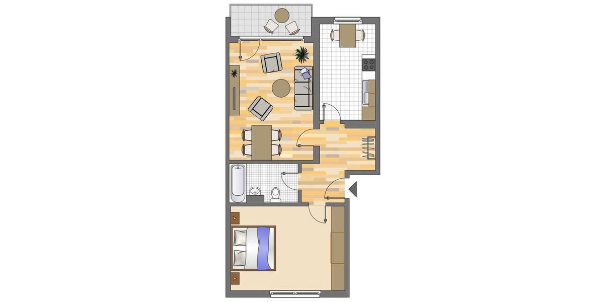 Erdgeschoßwohnung Ratingen Tiefenbroich - 2 Zimmer, 66 m&sup2;, 715&euro; | Angebot:26184254