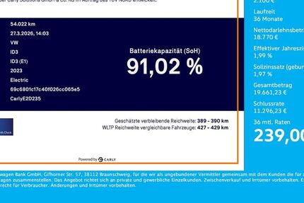 VW ID.3 54.022 km 20.663 &euro; Dortmund 44379