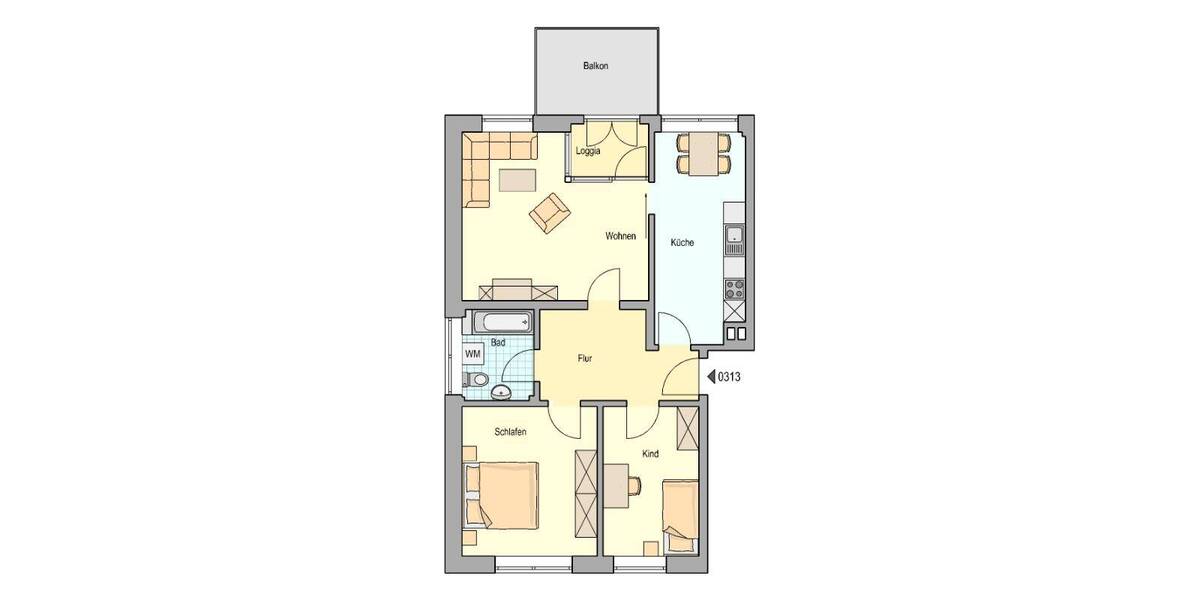 Etagenwohnung Herne Herne-Süd - 3 Zimmer, 80 m&sup2;, 647&euro; | Angebot:26393099