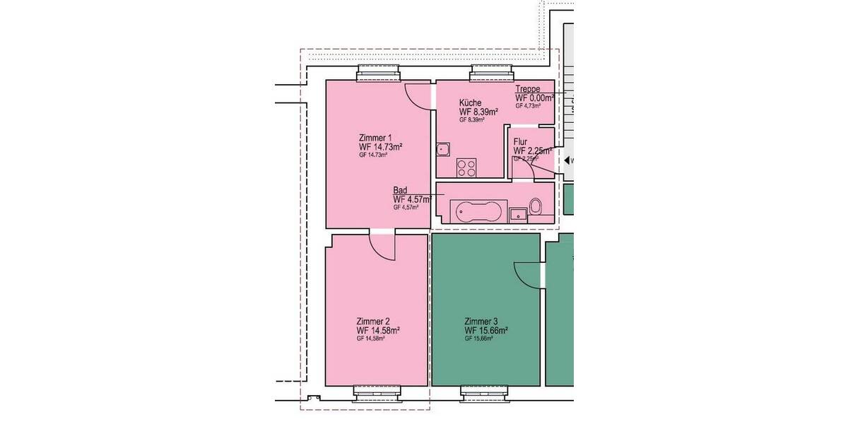 Etagenwohnung Bochum Leithe - 2 Zimmer, 45 m&sup2;, 400&euro; | Angebot:26791659
