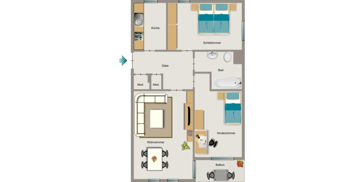 Erdgeschoßwohnung Essen Stadtbezirk IV - 3.5 Zimmer, 75 m&sup2;, 634&euro; | Angebot:26358543