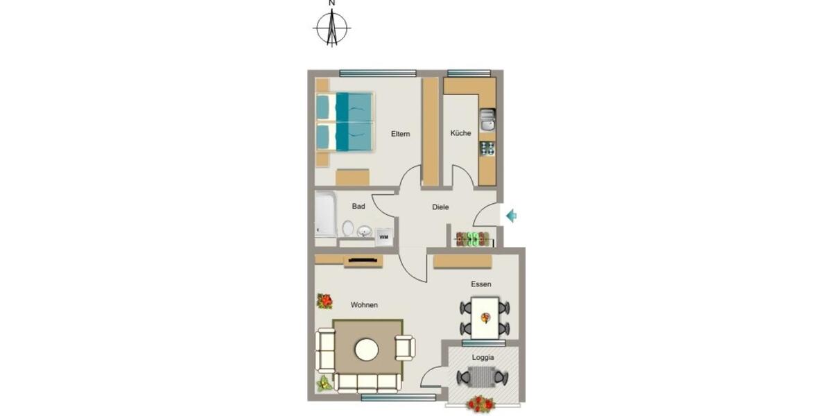 Etagenwohnung Recklinghausen Hillerheide - 2.5 Zimmer, 64 m&sup2;, 576&euro; | Angebot:26656403