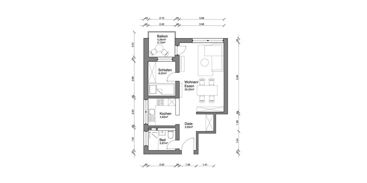 Etagenwohnung Solingen - 2 Zimmer, 46 m&sup2;, 139.000&euro; | Angebot:26329416