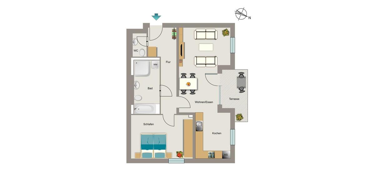 Erdgeschoßwohnung Bochum Wiemelhausen - 2 Zimmer, 76 m&sup2;, 1.023&euro; | Angebot:26139259